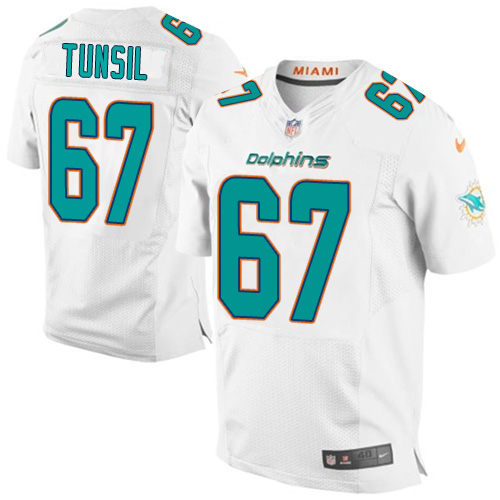 Men's Elite Laremy Tunsil Nike Jersey White Road - #67 NFL Miami Dolphins